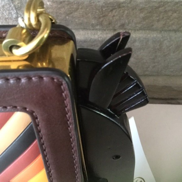 Collectible Tory Burch Horse Frame Leather Clutch Cross Body Bag Purse Rare New - Picture 6 of 7